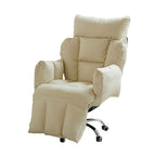 Lounge Computer Chair with Ottoman, Tech Fabric or Scratch-Resistant Faux Leather, Gray & White