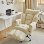 Lounge Computer Chair with Ottoman, Tech Fabric or Scratch-Resistant Faux Leather, Gray & White