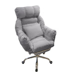 ArvionFurn Reclining Lounge Chair with Ottoman & Cushion, Gray or Beige, for Home & Bedroom