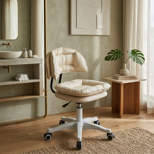 Height Adjustable Swivel Stool with Wheels for Salon Makeup Chair