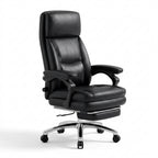 Ergonomic Reclining Office Chair with Adjustable Headrest Leather