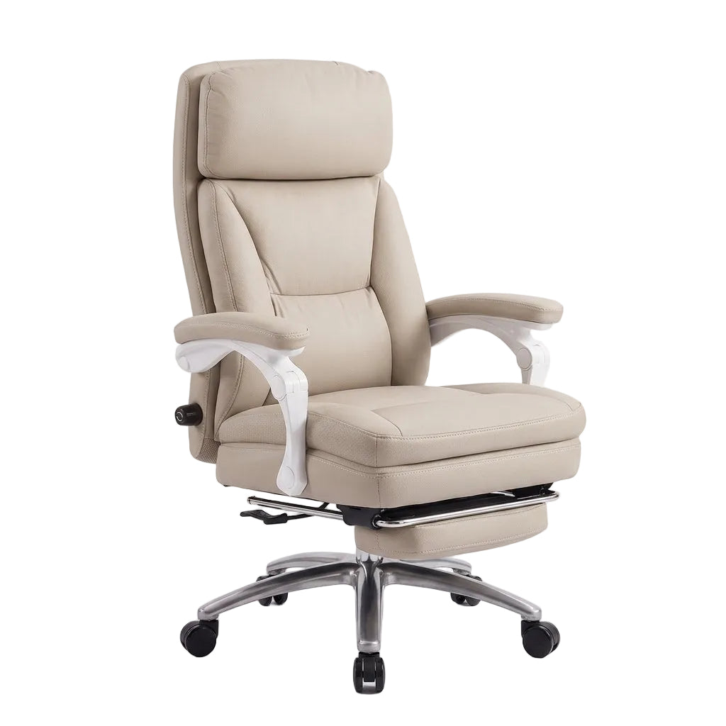 Ergonomic Reclining Office Chair with Adjustable Headrest Leather