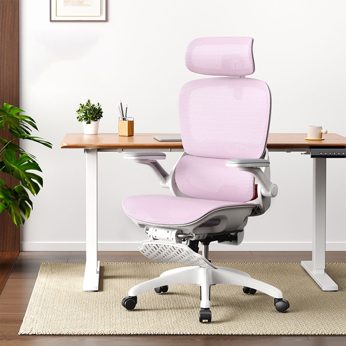 Ergonomic Office Chair with Footrest, 360° Swivel, Adjustable Recline and Flip-Up Armrests