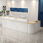 ArvionFurn L-Shaped Corner Reception Counter with LED Lighting & Lockable Drawer, 120–400cm